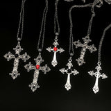 Gothic Large Detailed Cross Pendant Necklace