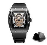 Men Luminous Black Army Skull Watch