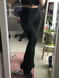 Gothic Women Vertical Stripe Flare Pants