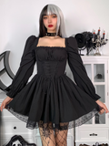 Sexy Black Lace Up Dress Gothicq