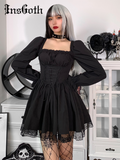 Sexy Black Lace Up Dress Gothicq