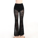 See-Through Mesh Vintage Gothic Flare Pants