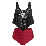 Gothic Women Skull Graphic Tankini Set